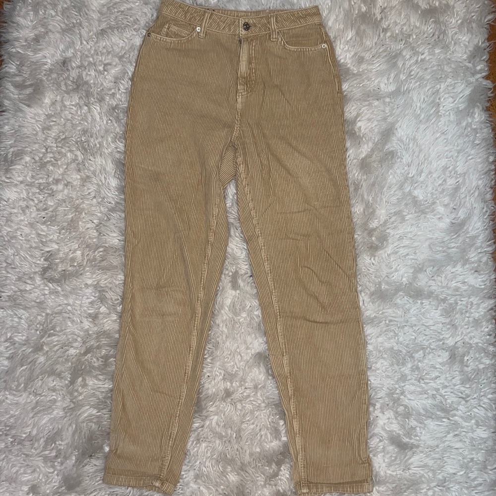 BDG Beige Corduroy High Rise Mom Pants